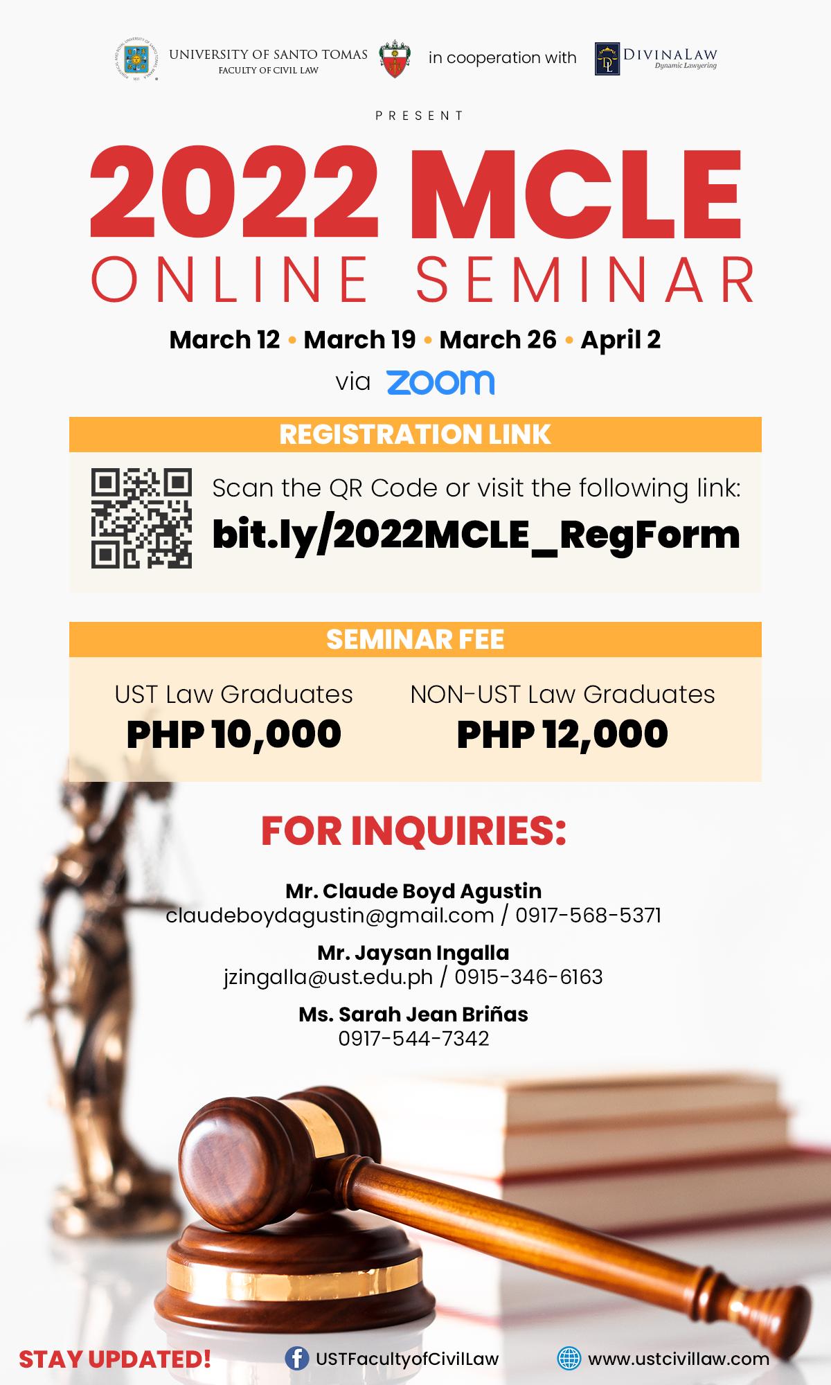 2022 MCLE Online Seminar Schedule and Registration Details UST Civil Law